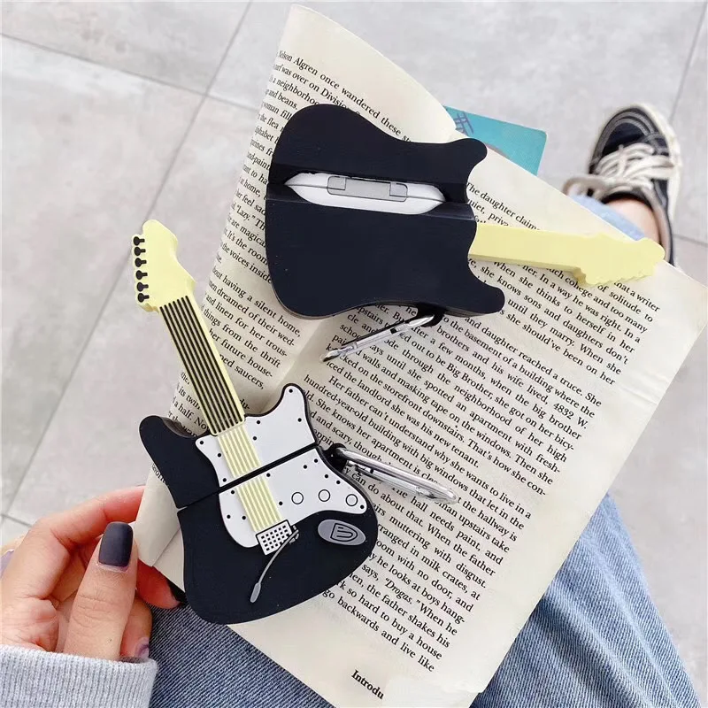 Чехол для AirPod 2 милый мягкий силиконовый чехол 3D рок электрической гитары