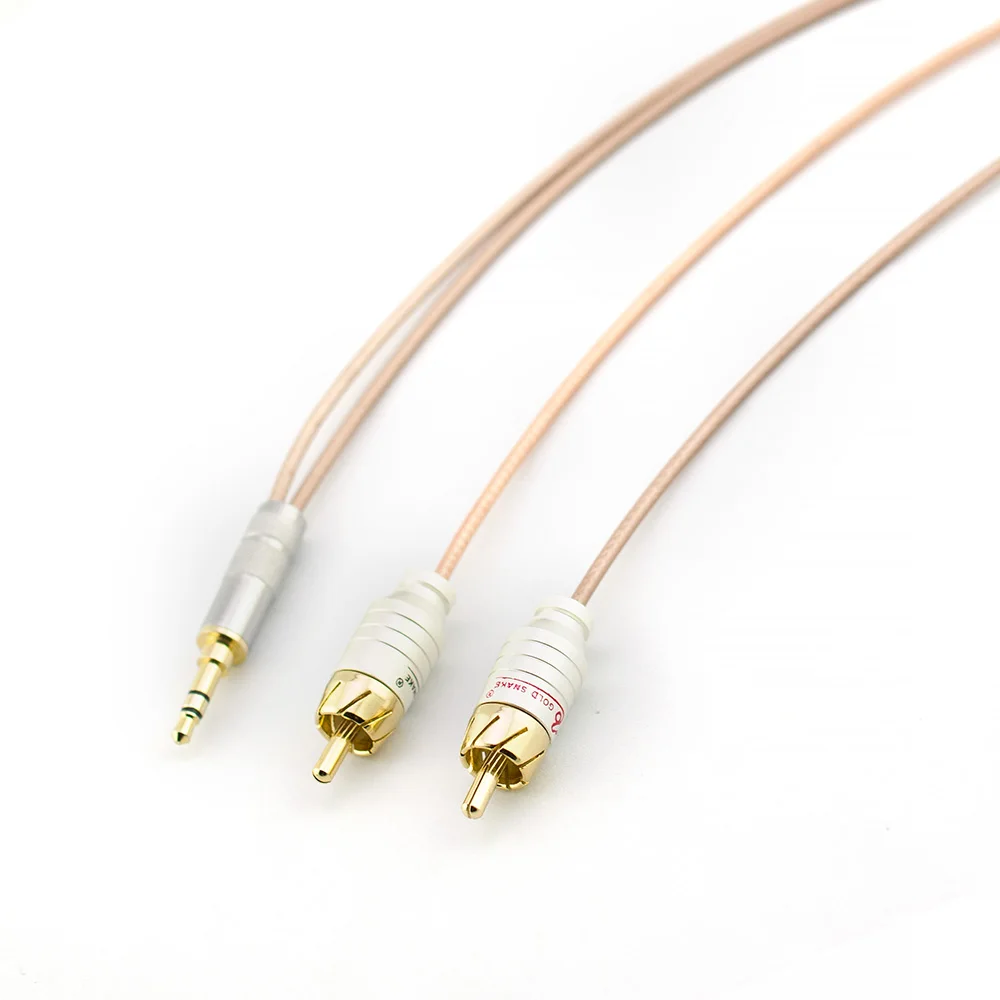 Hi-Fi 3 5 мм aux медный кабель с посеребренным покрытием штекер интерфейс к двойному rca