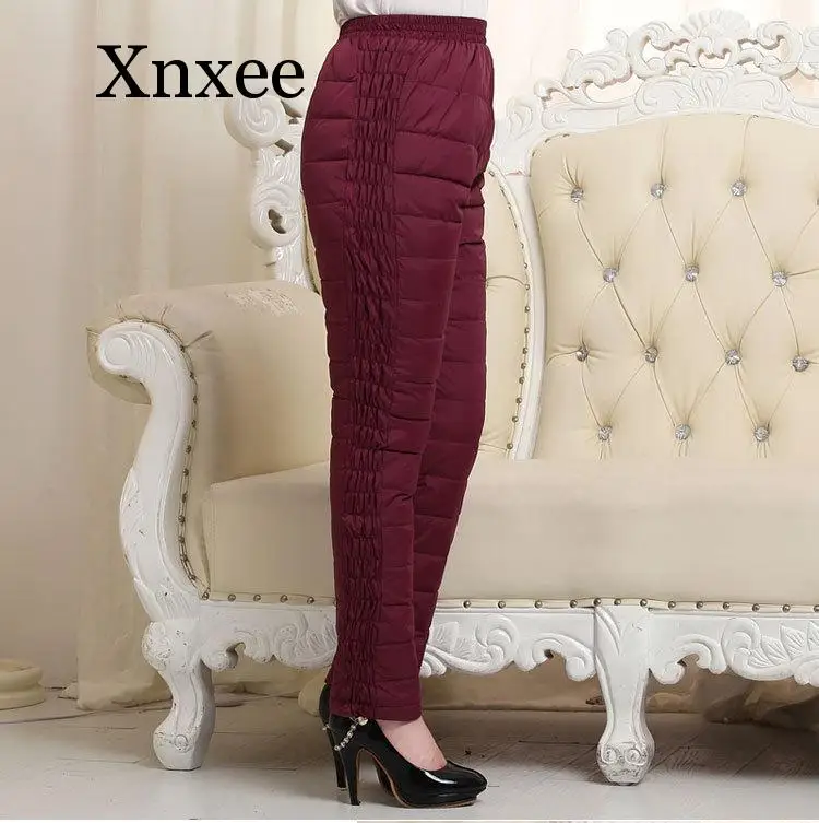 Женские брюки на утином пуху 90% зимние с высокой талией верхняя одежда женские