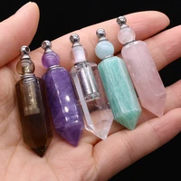 natural amethysts perfume bottle pendant charms smoky quartz essential oil diffuser pendant for making diy jewerly necklace gift