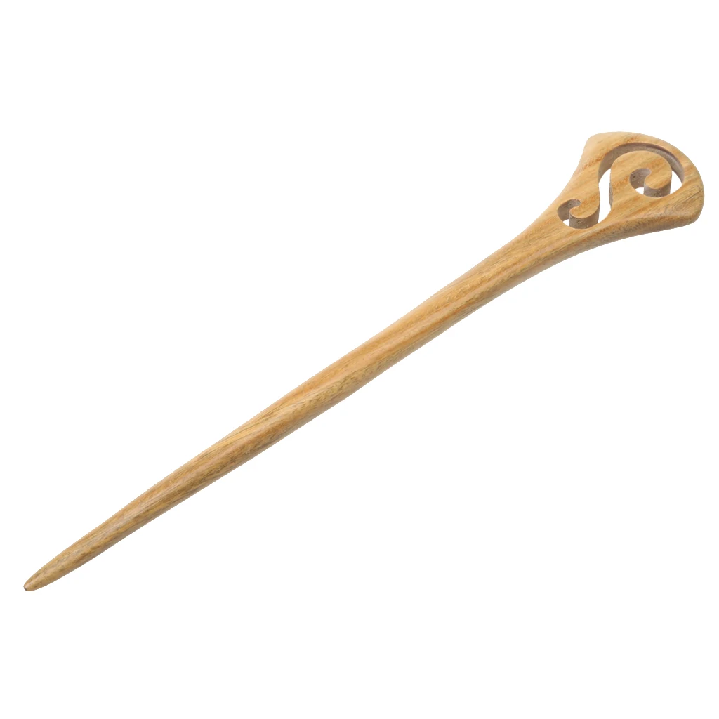 

Simple Oriental S-Top Wooden Hairpin Hair Stick Picks Chignon Pin Accessory