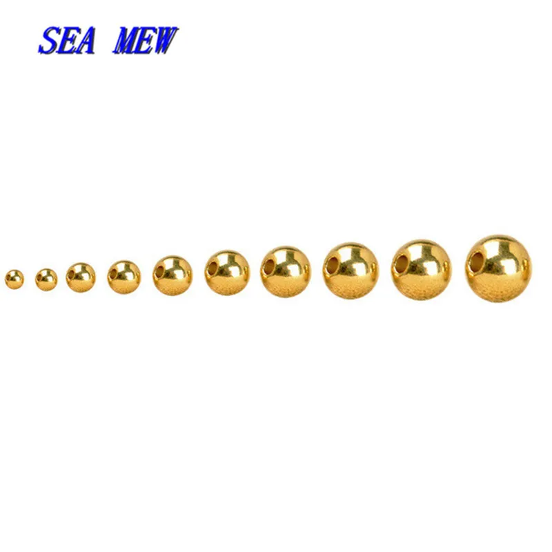 

100 PCS 2-2.5-3-3.5-4-5-6-7-8-10-12-14mm Metal Raw Brass Round Beads DIY Hole Beads For Jewelry Making