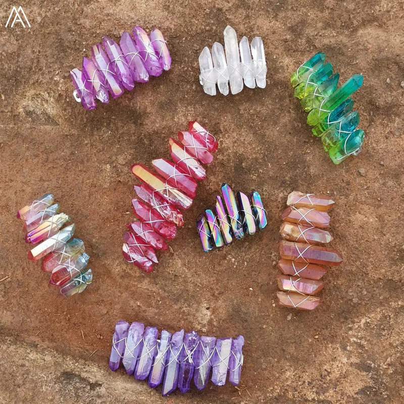 Ful Natural Quartz Crystal Point Beads Hair Clips Headband For Women Hairclips Tiara Headdress