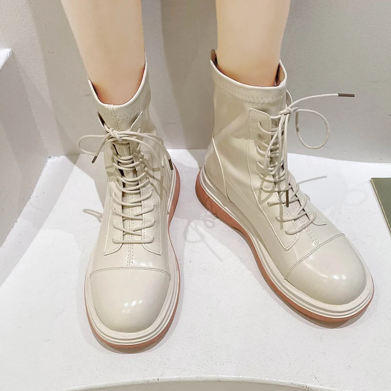 

Rimocy/женские ботильоны на шнуровке; Сезон осень; Коллекция 2021 года; Женские сапоги с толстой подошвой из мягкой искусственной кожи; Черные же...