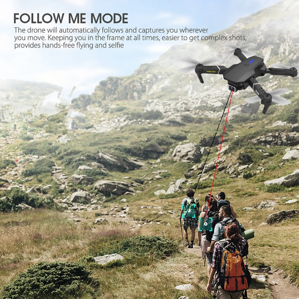 Дрон FEMA E525 FPV с HD 4K Wi Fi камерой удерживающим высоту складной RC Квадрокоптер