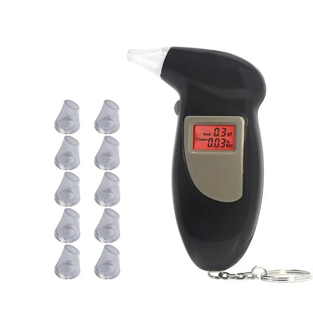 

Alcohol Breath Tester with mouthpieces Breathalyzer Analyzer Detector Test Keychain Breathalizer Breathalyser Device