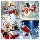 Алмазная живопись Huacan, полноразмерная 5d мозаика с изображением снеговика, Санта-Клауса, для творчества, мультяшный подарок на Рождество