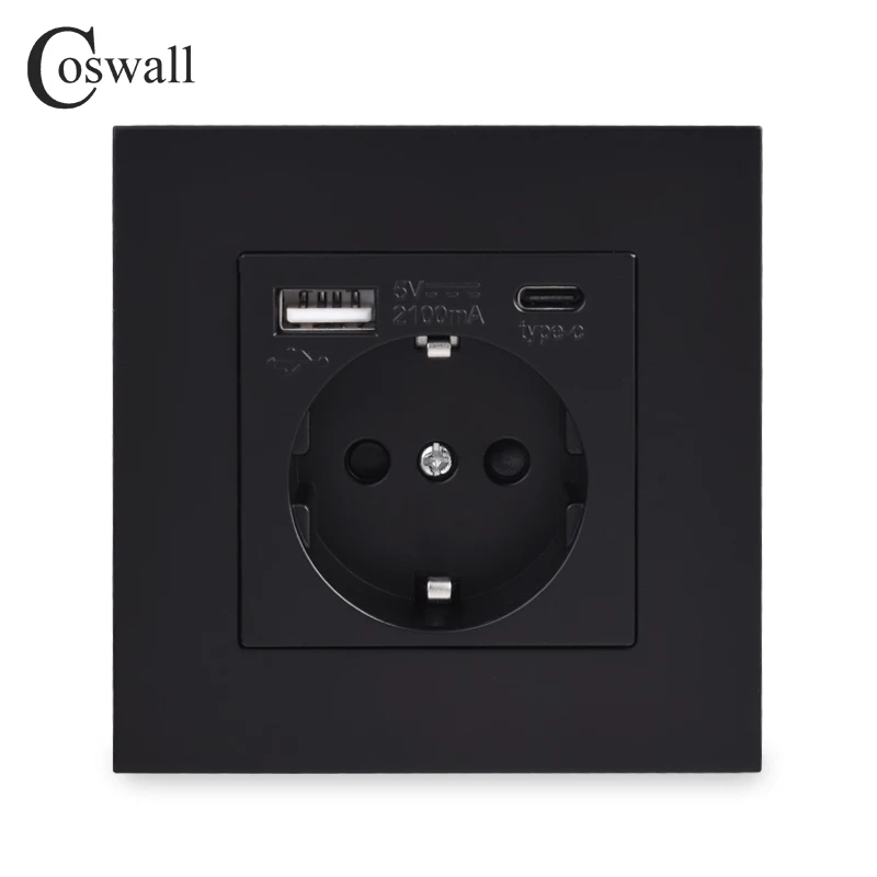 Настенная розетка с заземлением USB тип A и Type C макс. 2 А | Обустройство дома