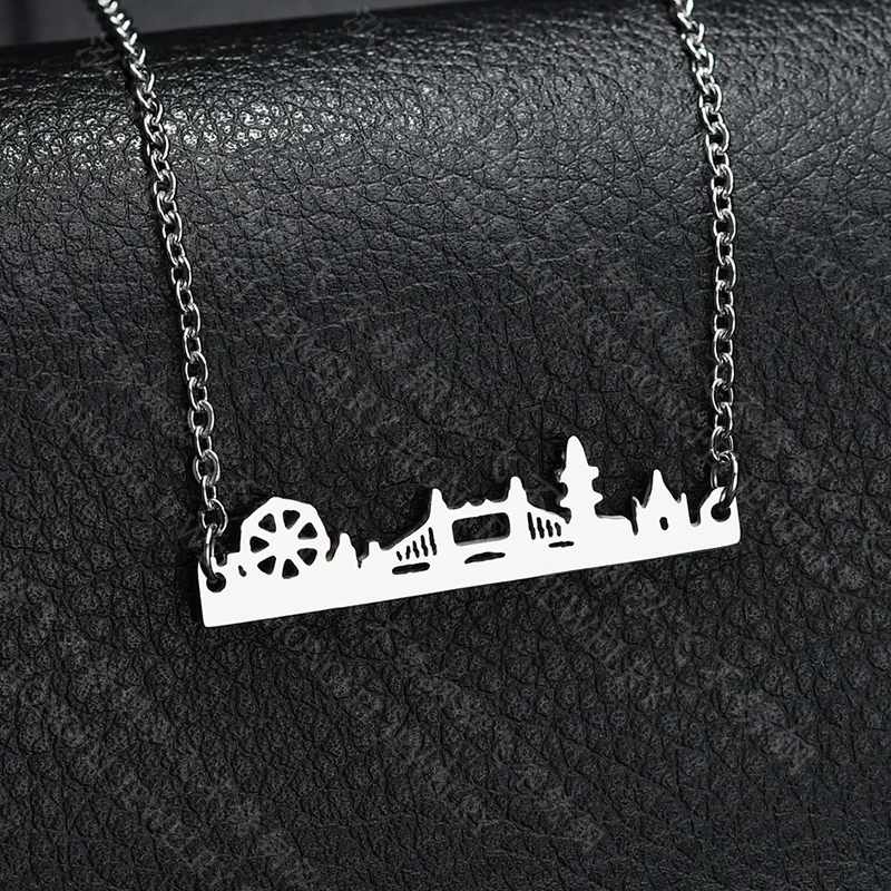 Модное ожерелье из нержавеющей стали в стиле архитектуры Лондонский мост пейзаж