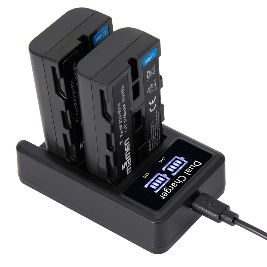 MAMEN 2 шт NP F550 F570 2650mAh аккумуляторная батарея 7 4 v для цифровой камеры + USB lcd двойное