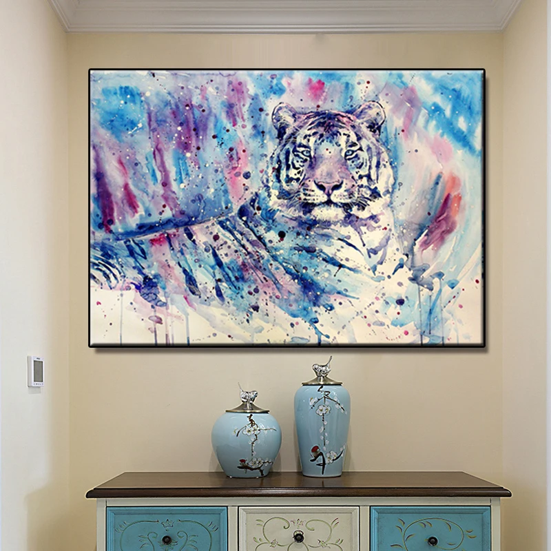 

Esmo color Tiger Canvas Painting 70x110CM Parlor Hoom Decor Wall Art paintings Abstract Graffiti Poster Decorative Paintings