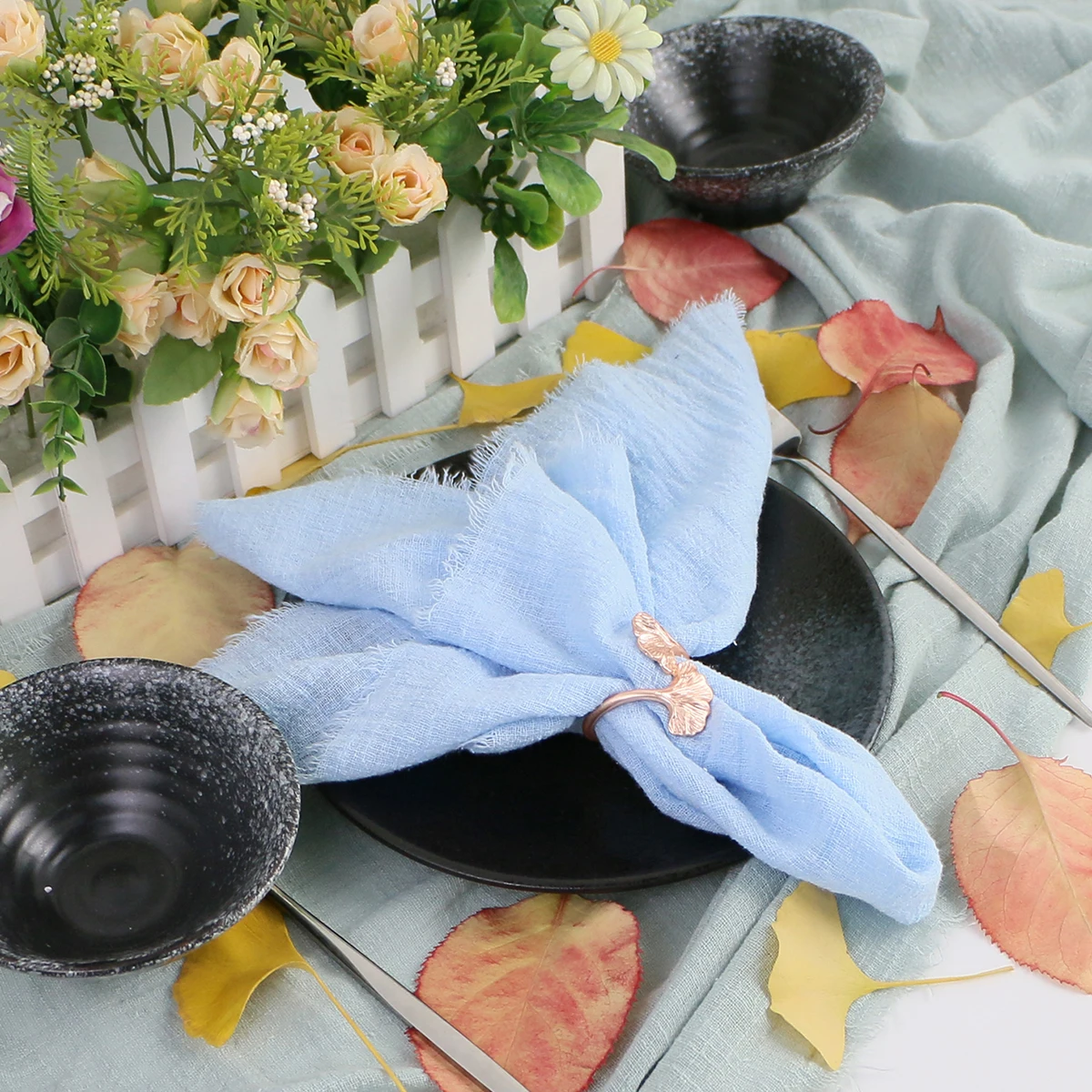 Factory Direct Cloth Napkins Set of 50 Gauze Crepe Cotton Fabric 40x40cm Dinner Tea Towel Kitchen Wedding Table Easter Decor