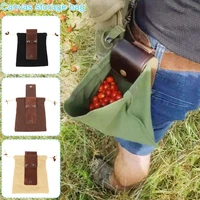 garden picking fruit bags with drawstring for agricultural fruit harvesting multi function foraging bagwaxed canvas