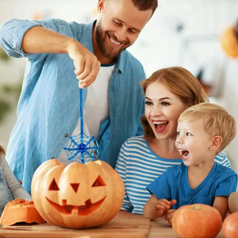

Tpr Soft Material With Looped Spider Web Sticky Toy Black Orange And Halloween Gift S0X6