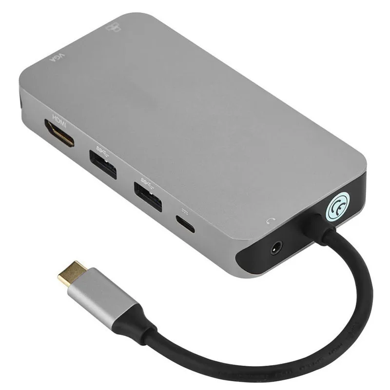 

Type-C to RJ45 VGA HDMI HUB PD Audio Adapter Converter for PC Computer DQ-Drop