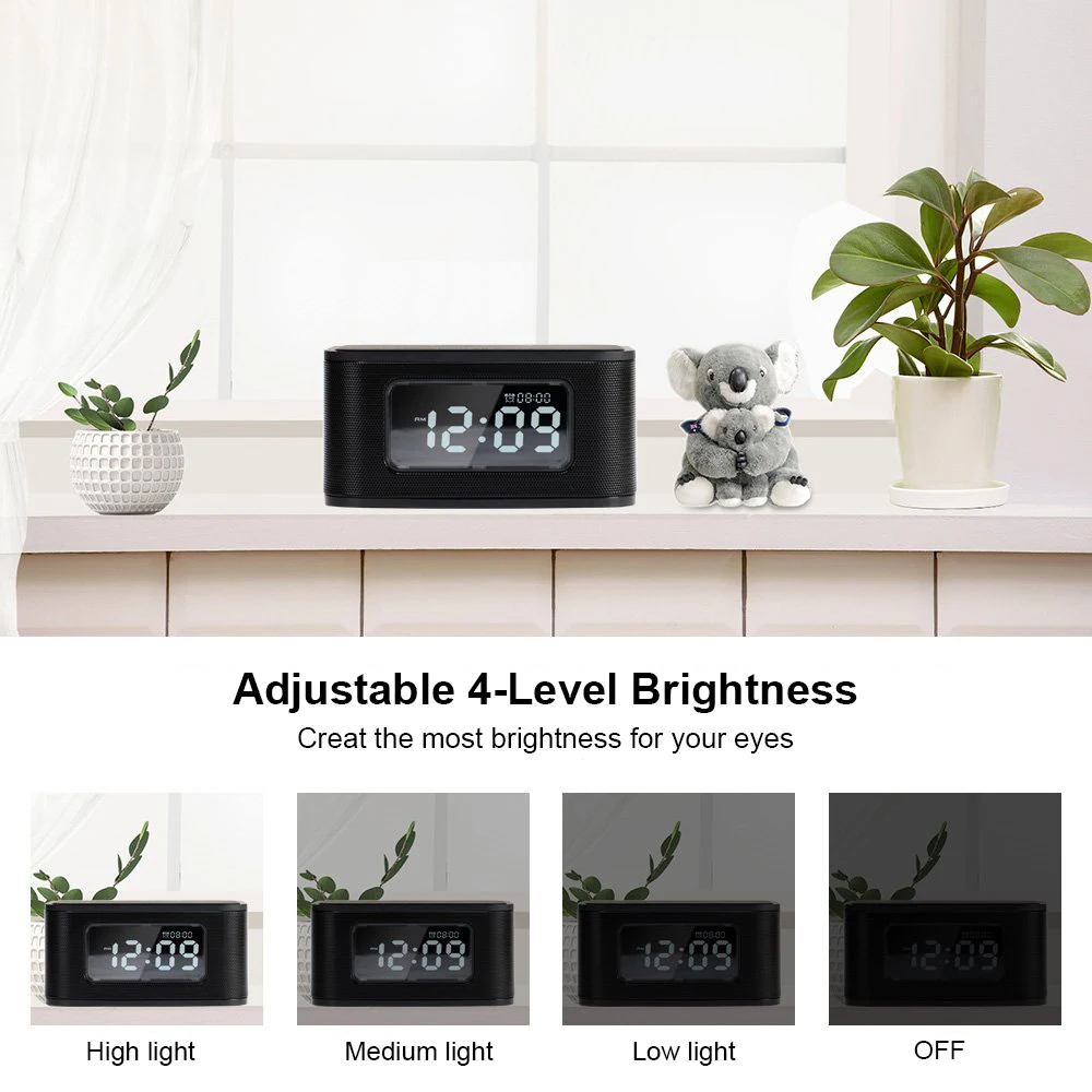 Цифровая bluetooth Колонка NFC Qi беспроводное зарядное устройство будильник термометр