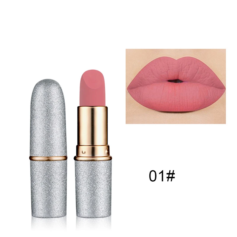 12 Colors Velvet Semi Matte Lipstick Makeup Moisturizing Long Lasting Easy to Wear Cosmetics Non drying Lip Gloss Brown Pigments |