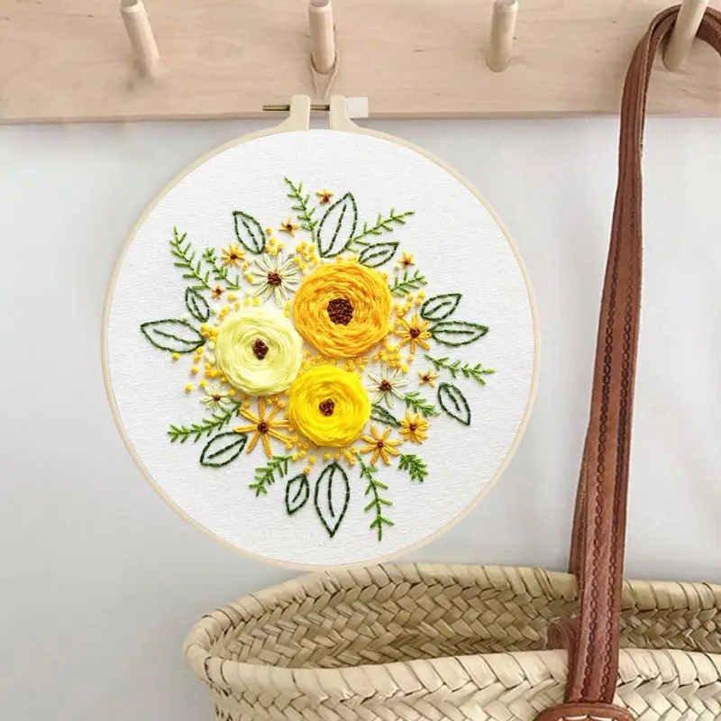 DIY растения и цветы вышивка стартовый набор с вышивкой обруч цветочным принтом