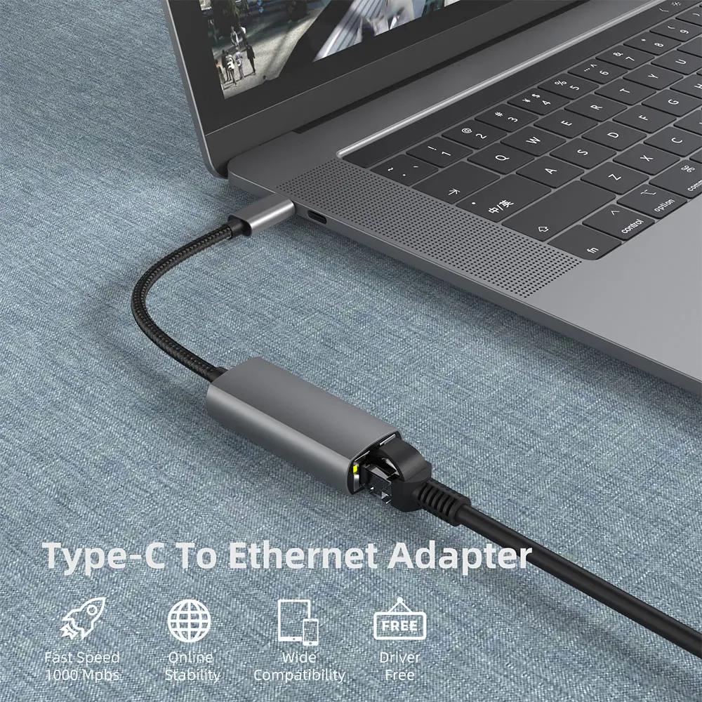 USB C Ethernet USB-C to RJ45 Lan Adapter for MacBook Pro Samsung Galaxy S10/S9/Note20 Type C Network Card USB Ethernet