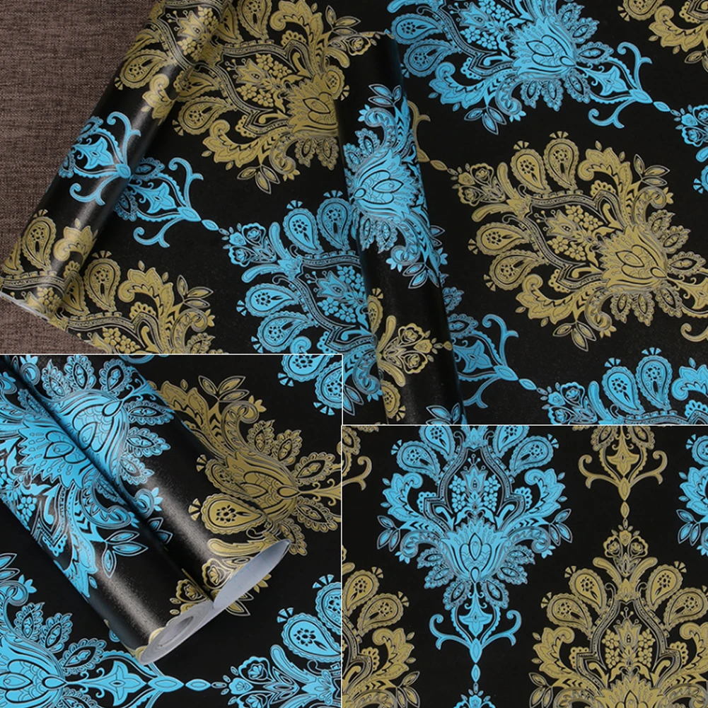 

6M Self Adhesive Floral Damascus Wallpaper European Peel and Stick Damask Wall Paper for Bedroom Living Room Wall Decor
