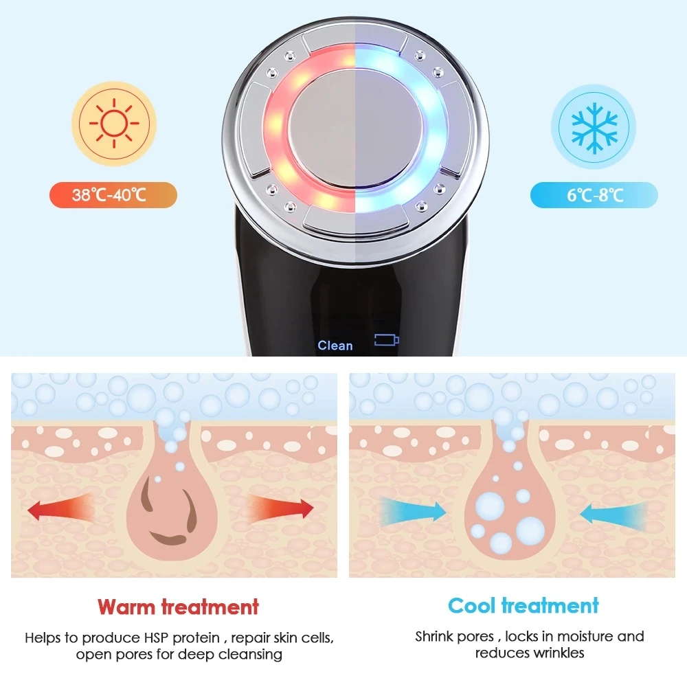 EMS Face Massager Machine Sonic Vibration LED Light Therapy Hot Cool Treatment for Skin Rejuvenation Anti Aging Care Beauty | Красота и