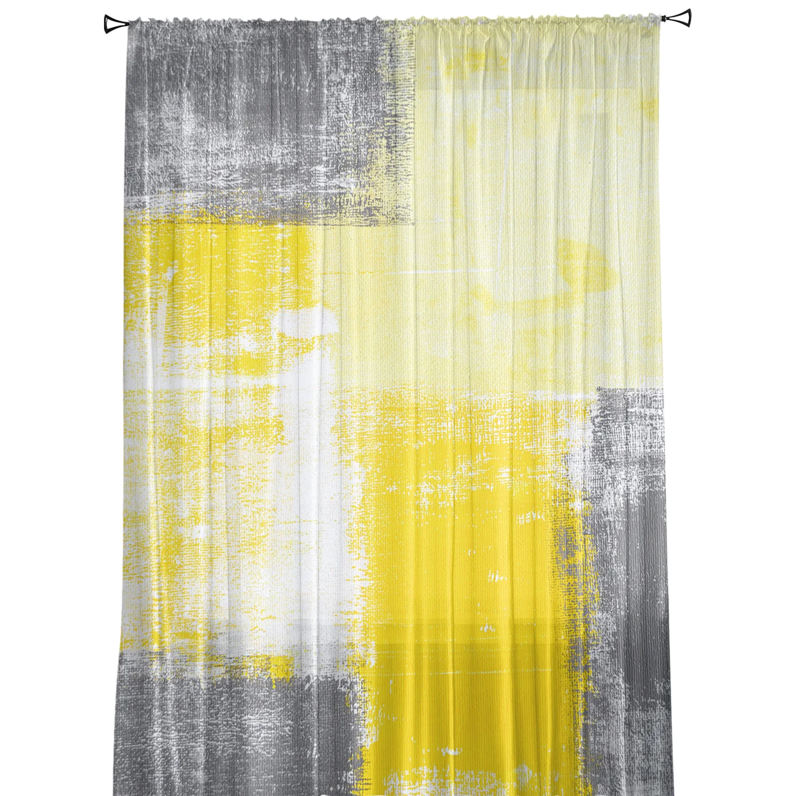 Paint Abstract Geometric Yellow Tulle in Sheer Curtains for Living Room Bedroom Kitchen Window Treatment Chiffon Curtain Blinds |