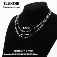 3 7 4 7mm long round link o cross chain stainless steel necklace for women men female goth punk choker solid metal jewelry