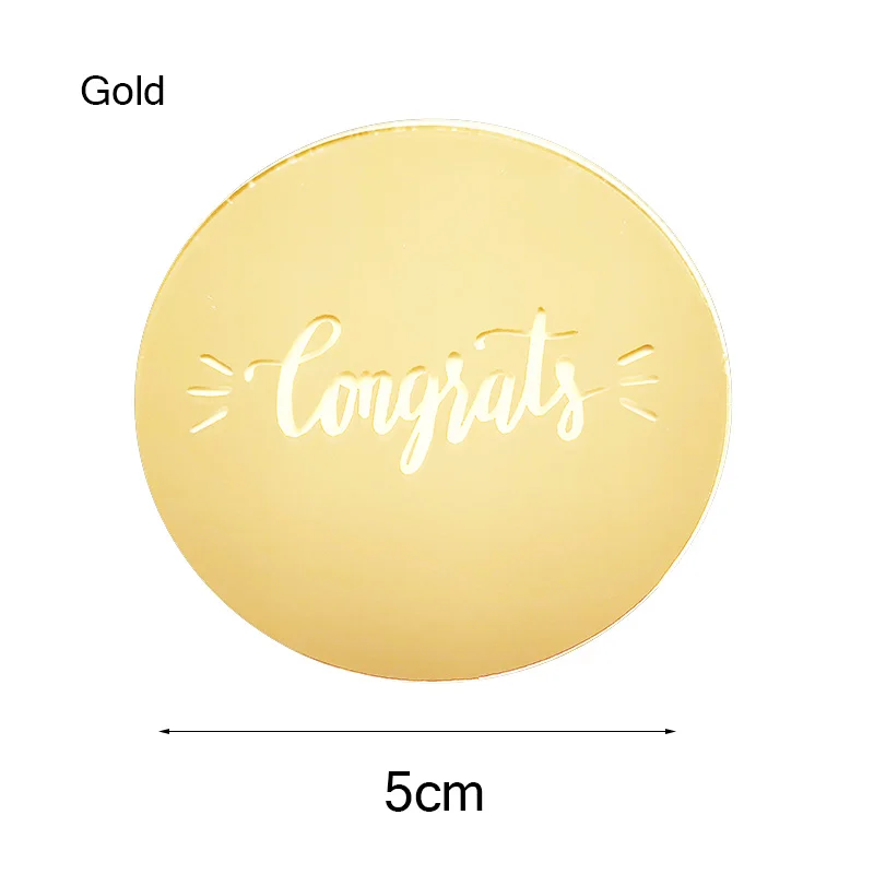

5cm New Circle Congrats Cupcake Topper Acrylic Rose Gold Cake Topper for Birthday Wedding Graduations Party Cake Decorations 1pc