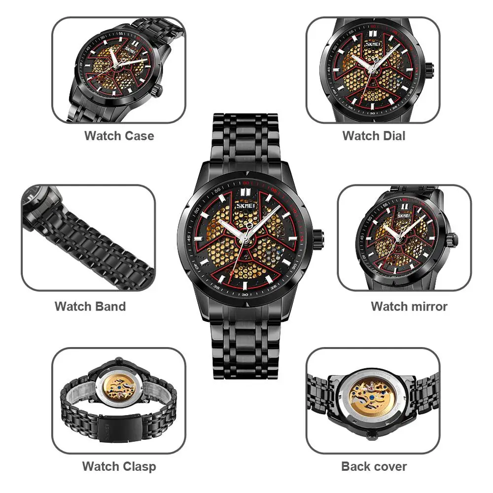 

SKMEI 9225 Luxury Casual Automatic Mechanical Watch Business Wristwatch Men Dress Clothes Accessories Gift Clock Dropship