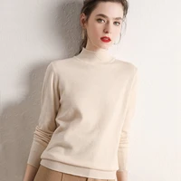 autumn and winter knitted half high womens collar cardigan womens long sleeved pullover all match sweater bottoming shirt