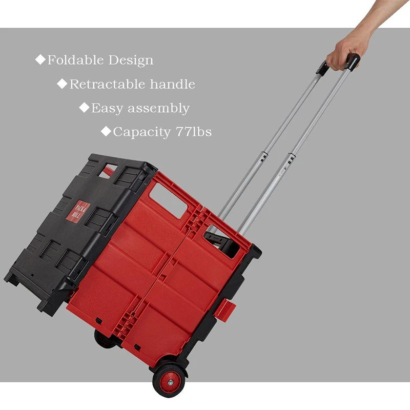 Folding Shopping Cart with Wheels Collapsible Grocery Storage Transit Utility Hand for Daily Use 77 Lbs Capacity | Мебель