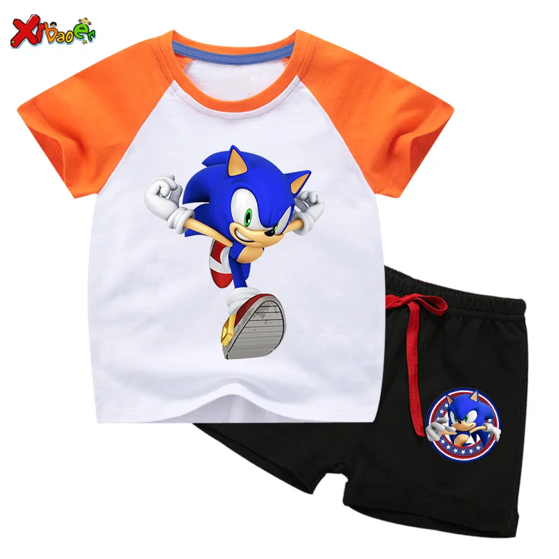 

New Arrival Toddler Boy Kids Clothes Cartoon Print Short Sleeve patchwork T-shirt+Shorts 2 Piece Set Baby Boy Girl Cloths Outfit