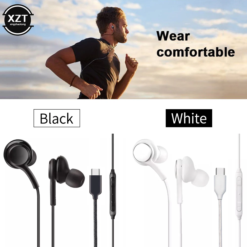 

for Samsung Type C Earphone USB-C Jack Headset Earpiece Mic Volume Control In-ear Wired for Galaxy A8S Note 10 for Huawei
