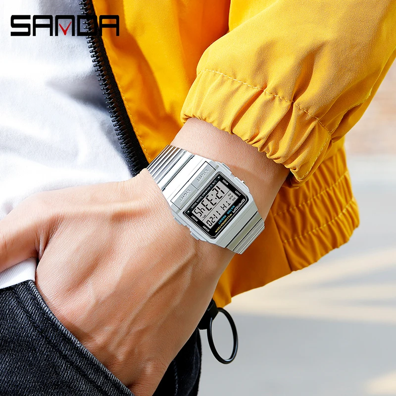 

SANDA Silver Men's Watches Top Brand Luxury Quartz Watch Men Fashion Steel Waterproof Rose Golden Male Clock Relogio Masculino