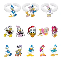disney cartoon ring adjustable size donald daisy duck white ring resin acrylic ring party girls accessories ring jewelry fds341