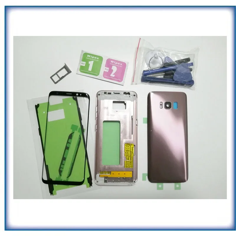 S8 полный корпус чехол задняя крышка Передний экран стекло объектив + средняя
