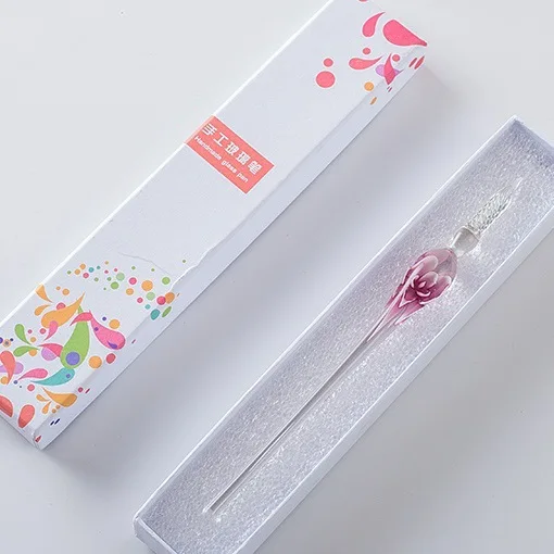 powder JUGAL креативная Звездная ручная Стеклянная Ручка кристальная водная перьевая ручка пишущий инструмент одна Подарочная коробка погружающаяся вода подарочная ручка калиграфия - Цвет: powder