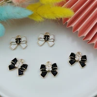apeur 10pcs chic ol style bow tie enamel charms metal flowers bow pendants for diy jewelry making earrings bracelet accessories