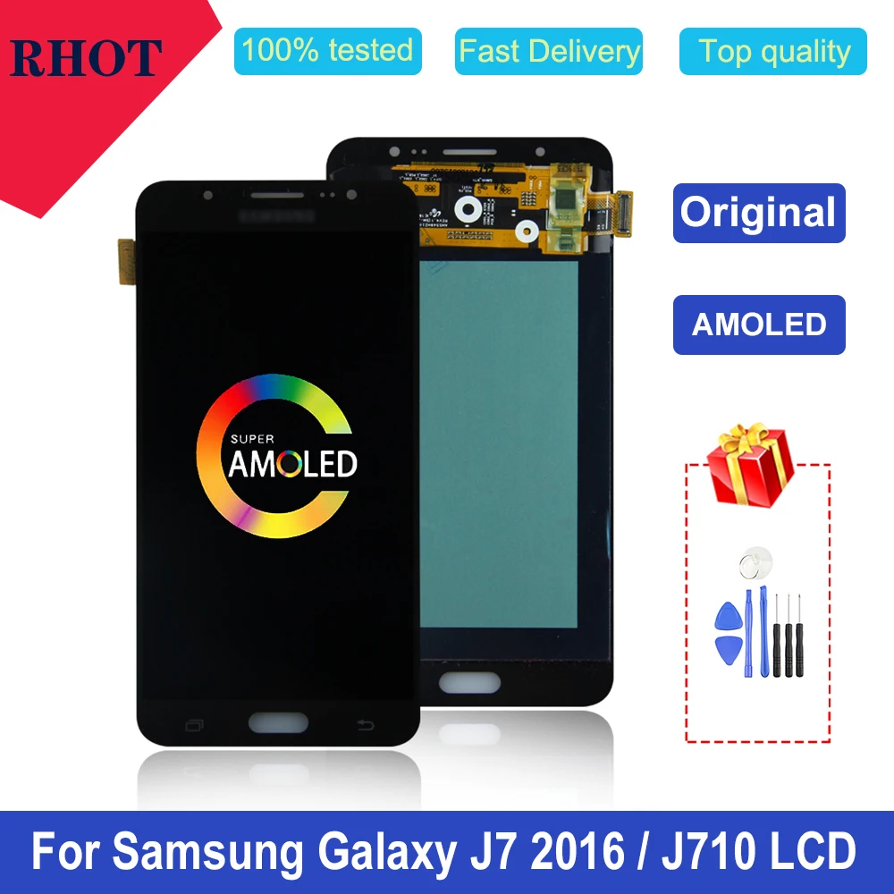 

100% tested original 5.5” AMOLED J710 LCD Display for Samsung Galaxy j7 2016 j710 SM-J710F J710M J710H LCD touch screen assembly