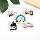 Набор для путешествий на открытом воздухе Приключения дрова рюкзак эмалевая брошь Гора река автобус жесты обувь значки Ювелирные изделия Подарки для путешественника