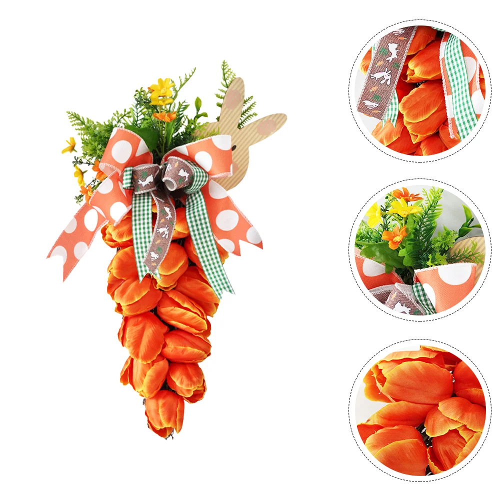 

1pc Easter Artificial Tulip Wreath Door Window Pendant Festival Pendant