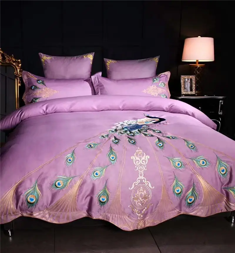 Восточный роскошная кровать пурпурного цвета в комплекте Вечерний комплект из