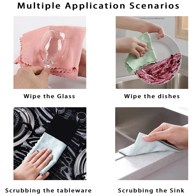 

Microfiber Cleaning Cloth Fish Scale Microfiber Polishing Cleaning Cloth for Dishes Glass Reusable Cleaning Rags