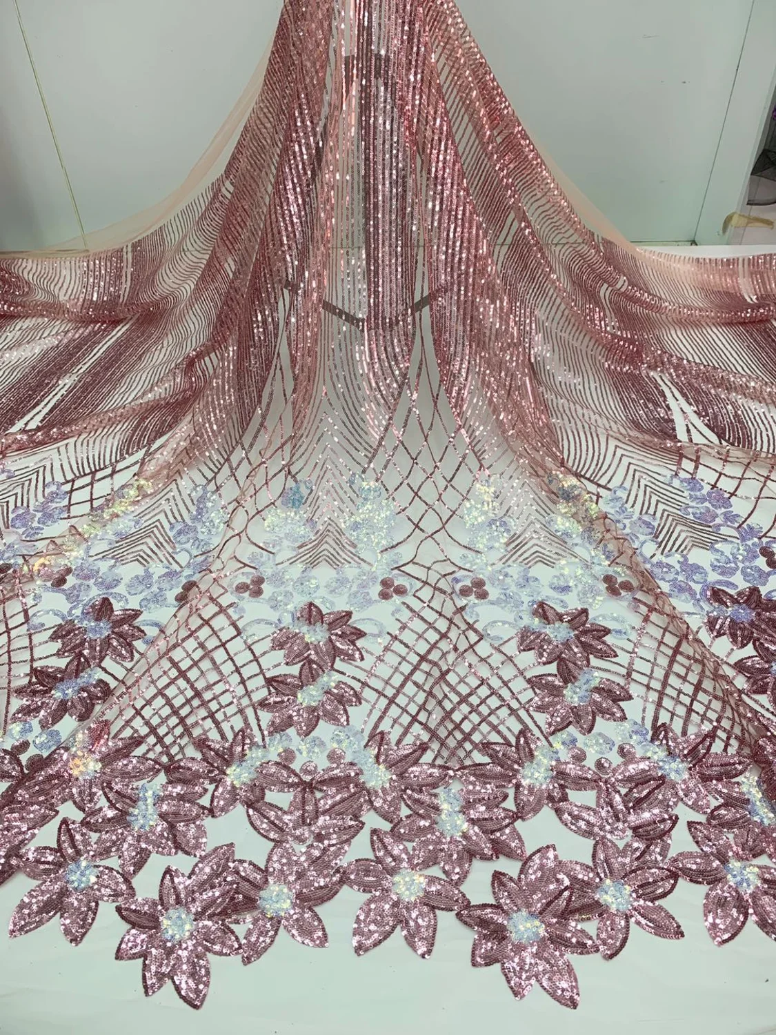 2020 High Quality French Tulle Mesh Milk Silk Lace Fabrics Latest African Luxury Sequins Lace Fabrics For Nigerian Wedding Party