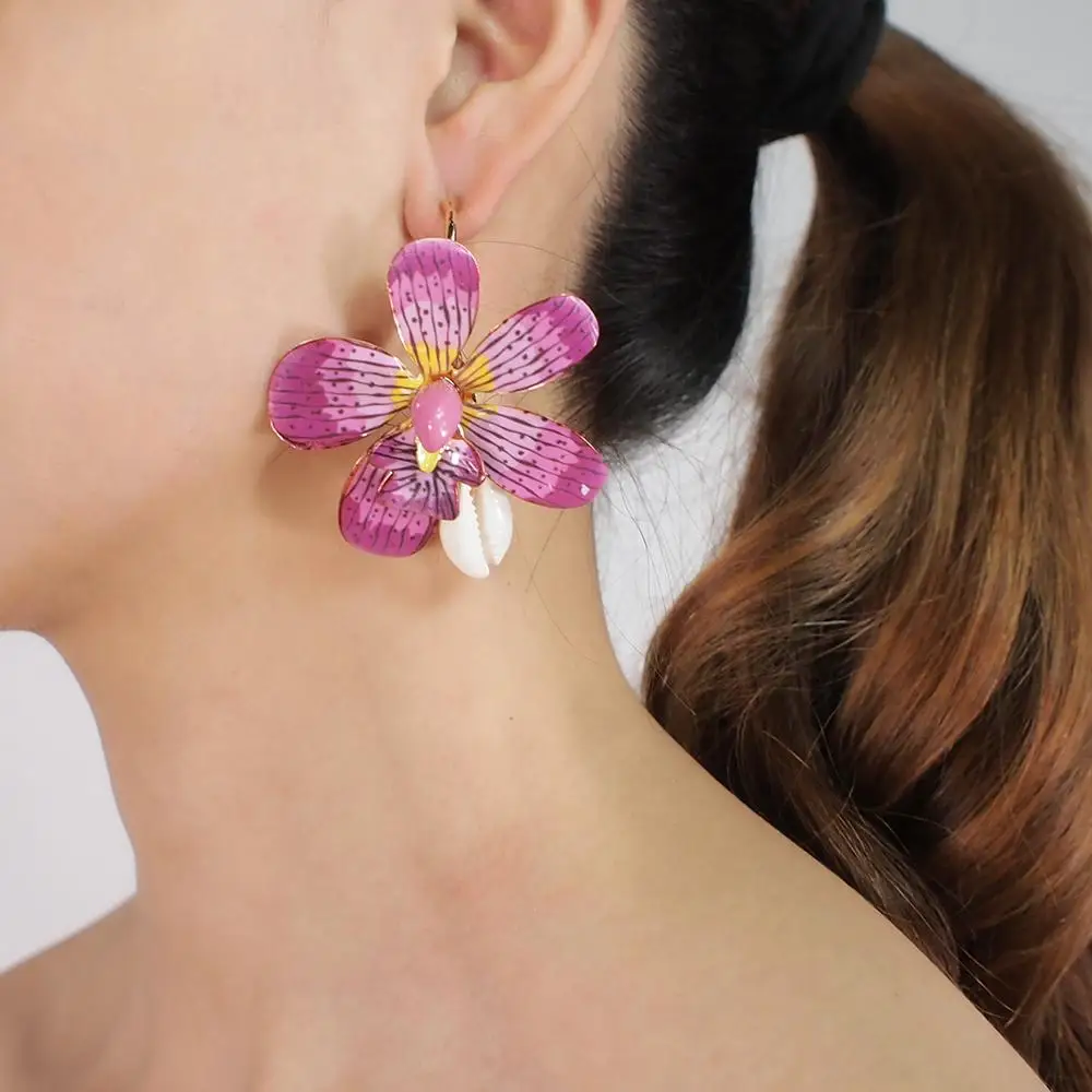 MANILAI 5 цветов Металлические большие серьги гвоздики с цветком для женщин Модные