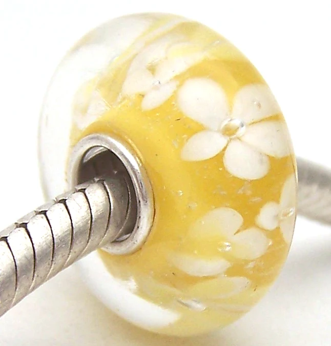 

PJG2811 100% S925 Sterling Silver Beads Murano Glass beads Fit European Charms Bracelet charms diy jewelry Lampwork GlassBeads