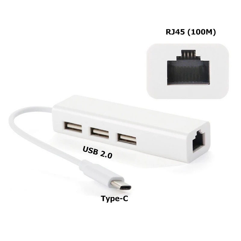 Rankman USB C type C для локальной сети USB 3,1 для Ethernet RJ45 адаптер USB 2,0 3,0 концентратор 100/1000 м для Macbook Chromebook - Цвет: USB 2.0 100M