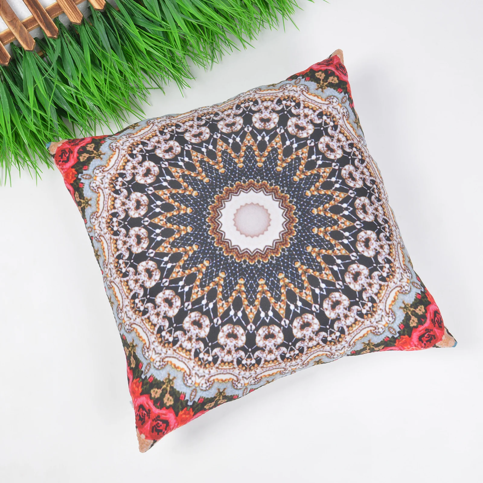 Синяя Съемная моющаяся подушка из хлопка и полиэстера с мандаловым узором 1 шт.