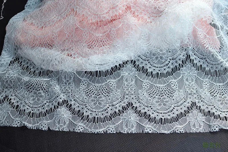 French Eyelash Lace Fabric 150cm Blue Pink Diy Exquisite Lace Embroidery Clothes Wedding Dress Accessories RS1687