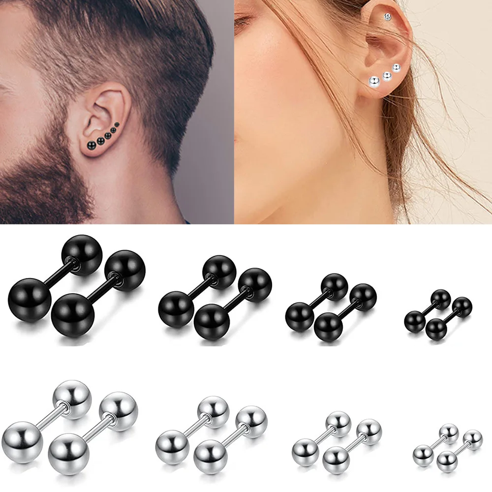 

2PCS Stainless Steel Ear Cartilage Earring Stud 16G Cartilage Piercing Barbell Helix Tragus Piercing Stud Ear Piercing Jewelry